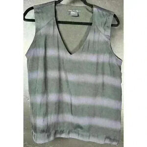 Armani Exchange Black And Blue Strip Sleeveless Round Neck Tank Top Size Large